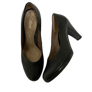 Gabor Black Leather Pumps Heels